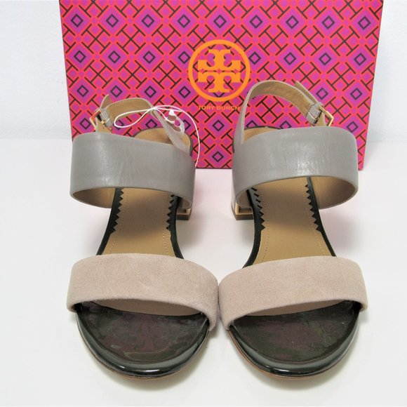 New TORY BURCH Gigi Gray / Taupe Sandals Size 10